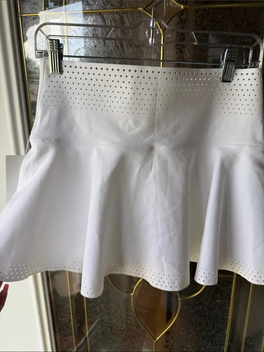 lululemon ventalated high rise  White Laser-Cut Flared Mini Skort